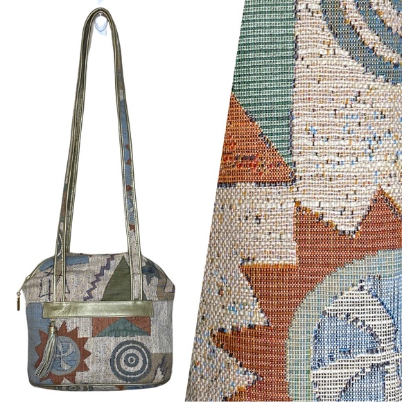 LISETTE Handbags - Vintage 80s 90s Lisette Tweed Memphis Southwestern Aztec Boho Crossbody Bag